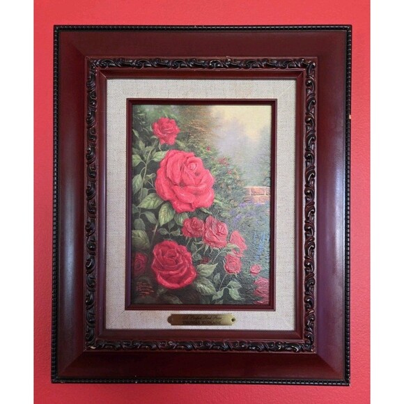 Thomas Kinkade "A Perfect  Red Rose" 10" x 12" Framed Signed Authenticity - Picture 1 of 11